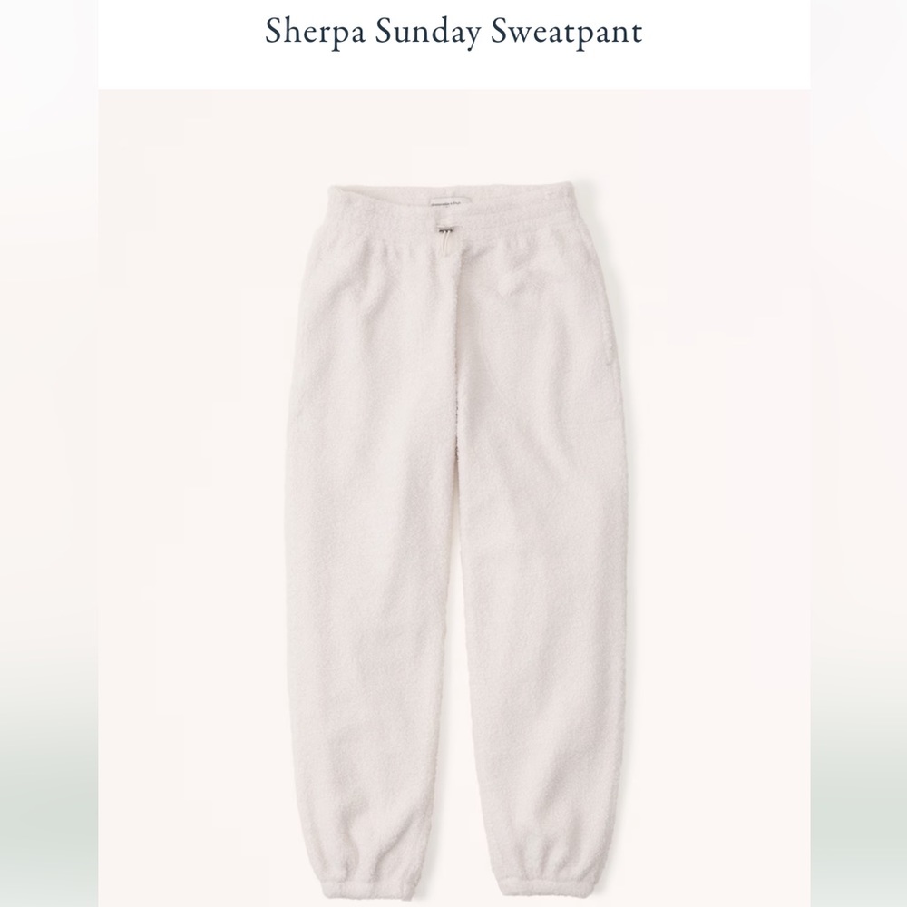 ABERCROBIE SHERPA SUNDAY SWEATPANT JOGGERS CREAM -XS